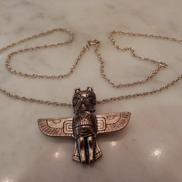 Kabana 925 Silver Vintage Totem Pole Necklace - Picture 1 of 4